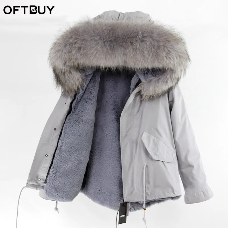 OFTBUY, серые парки, зимняя куртка для женщин, зимнее пальто, женская парка, пальто с натуральным мехом енота, воротник с капюшоном, теплая плотная - Цвет: 4