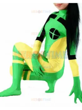 

X-Men costume classic halloween cosplay Green & Yellow spandex X-men Rogue Superhero Costume hot sale