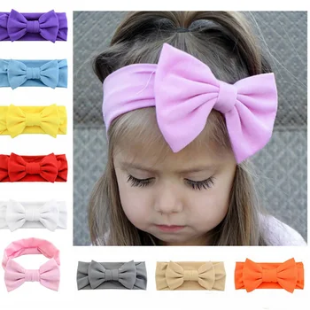 

12pcs/lot Popular children head flower bow fashion big bow simple style solid color handmade Girl Hair band hair accessory A188