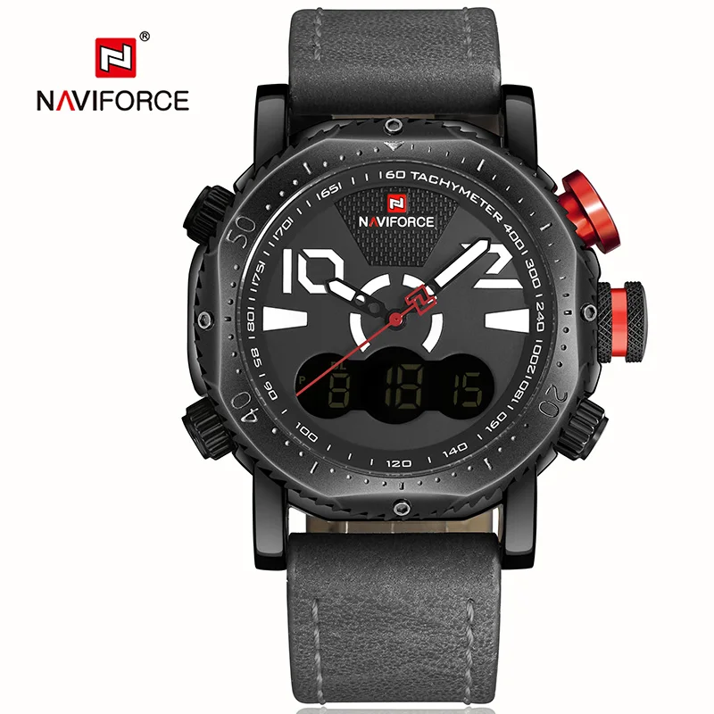 

NAVIFORCE Fashion Men Quartz Sports Watches Leather Strap Army Military Sports Wrist Watch Male 30M Waterproof Wrist watches