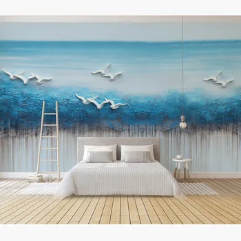 

Landscape Wall Paper Stickers 3D Embossed Photo Wallpaper Mural Living Room Bedroom Behang Self Adhesive Vinyl / Silk Wallpapers