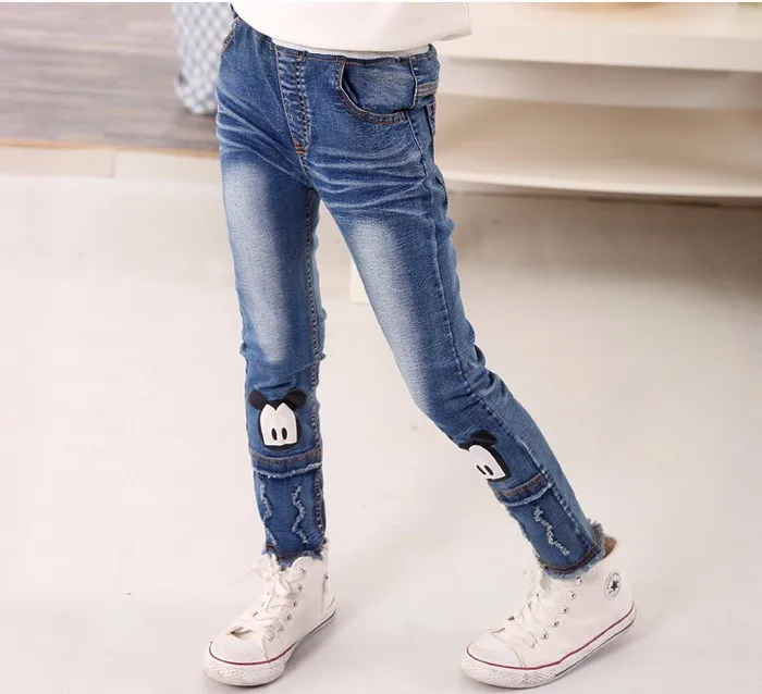 Г. Горячая Распродажа, весенние джинсовые штаны хорошего качества для больших девочек детские повседневные потертые джинсы с рисунком для девочек от 5 до 10 лет
