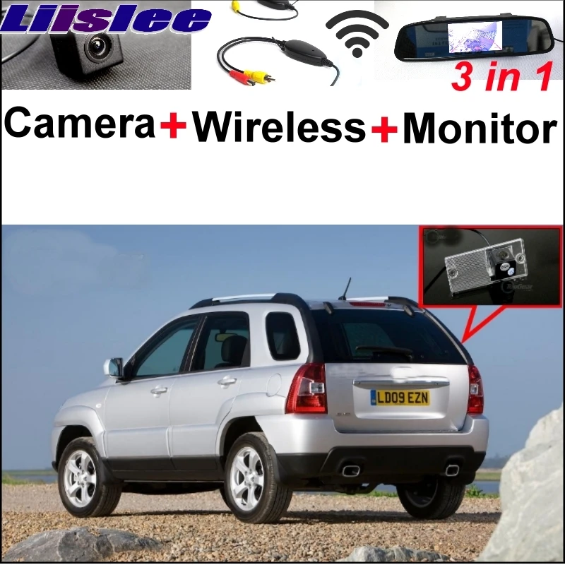 Liislee 3 in1 Special Camera + Wireless Receiver + Mirror Monitor Easy DIY Back Up Parking System For KIA Sportage KM 2004~2010