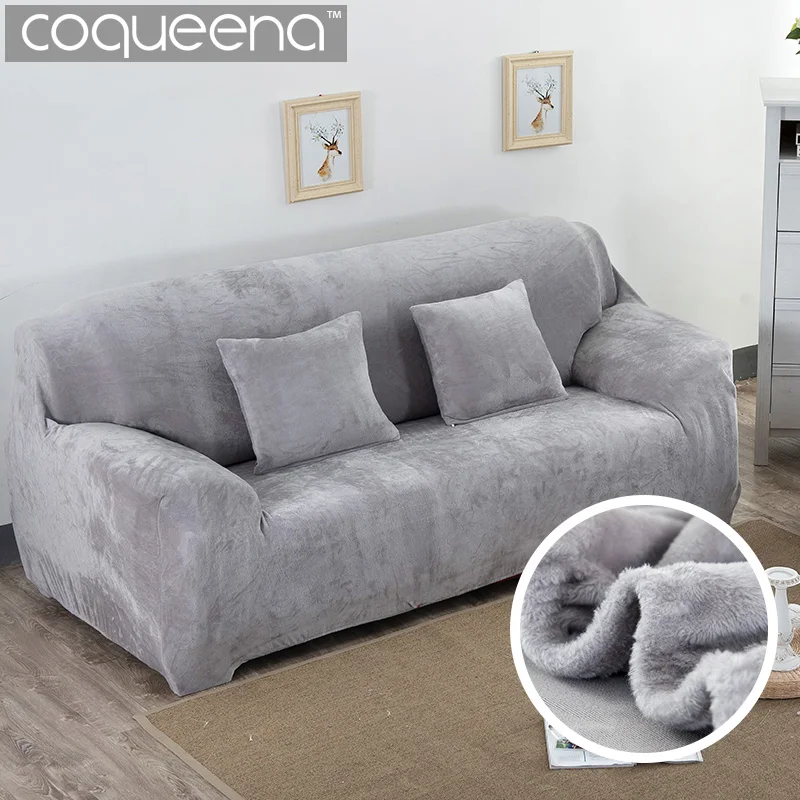 Sofá de Pelúcia Protetor para o Inverno Uso da Mola Super Macio Estiramento Grosso Slipcover Sofá Poltrona Cobre Mobiliário Seater & Formulário Ajuste
