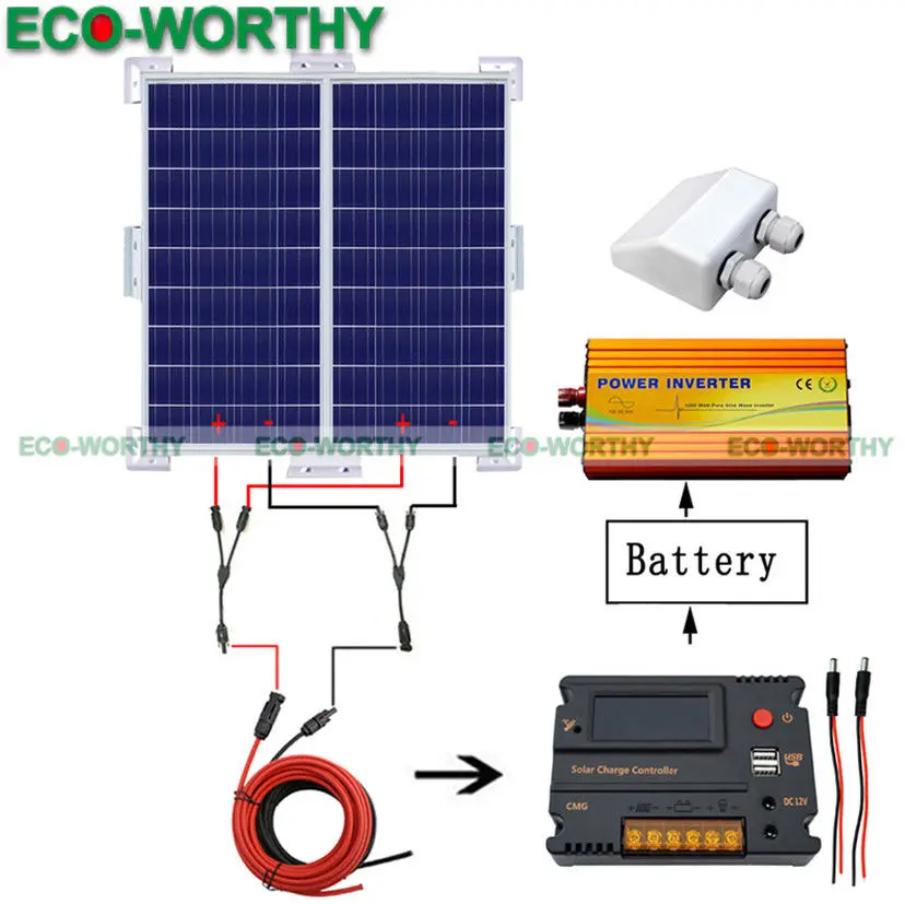 Home, Furniture & Diy Able 200w Etfe Solar Panel Kits For Caravan Rv Boat 12v Battery Charge+1000w Inverter