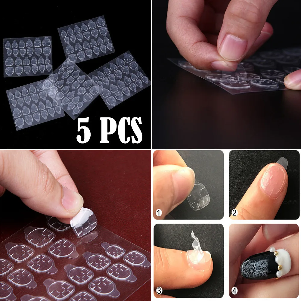 

120pcs Double Side Adhesive Glue Sticker Sticky Tape Transparent Nail Glue For Fake False Nails Art Decoration Tools DIY