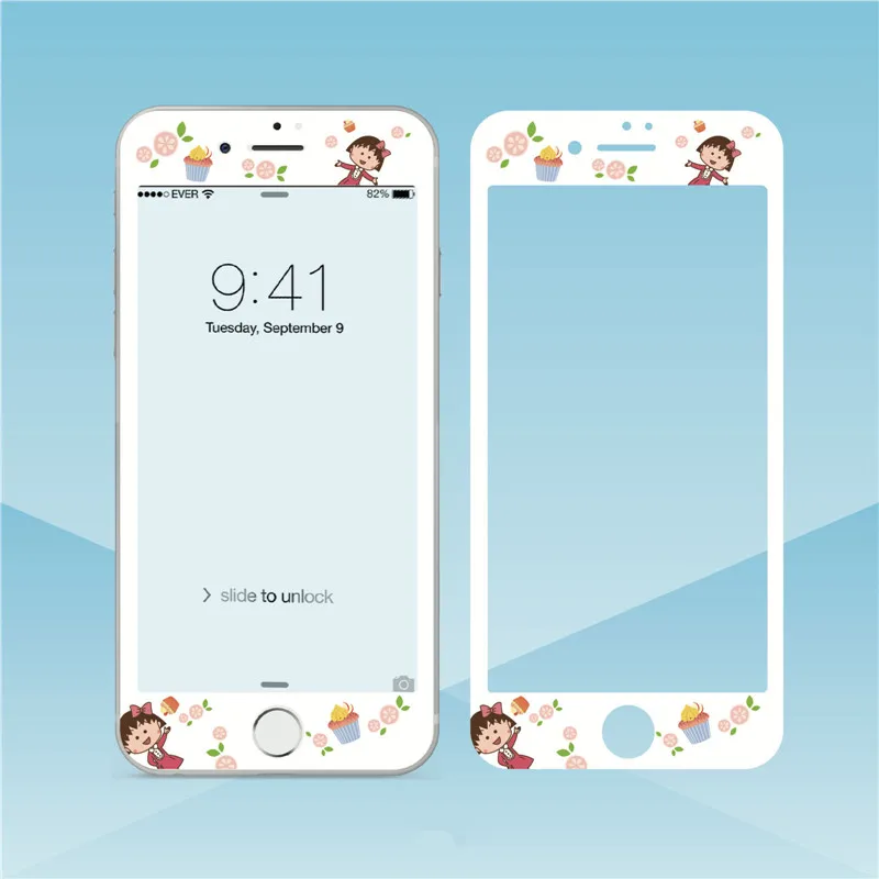 

Full Cover Screen Protector Glass For iPhone 8 7 plus 3D Curved Soft Edge Cartoon Tempered Glass For iPhone 6 Glass Protection