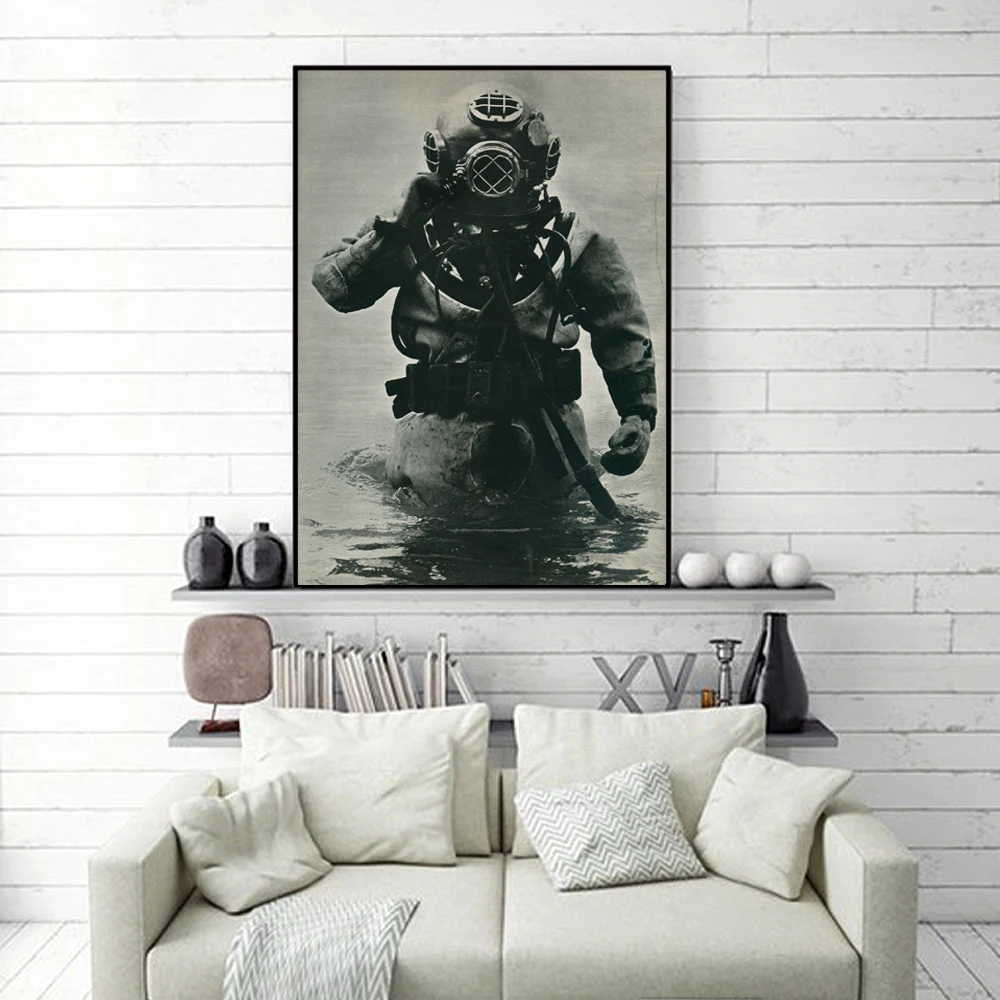 

ZZ2316 black and white graffiti canvas art old school scuba diver canvas wall pictures oil art paintings for livingroom bedroom