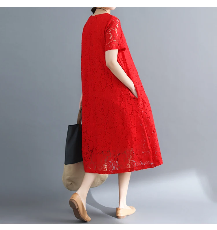 White Black Lace Dress Plus Size Women Elegant Maxi Dress Short Sleeve 2019 High Quality Summer Dress Women Beach Lace Dress 8