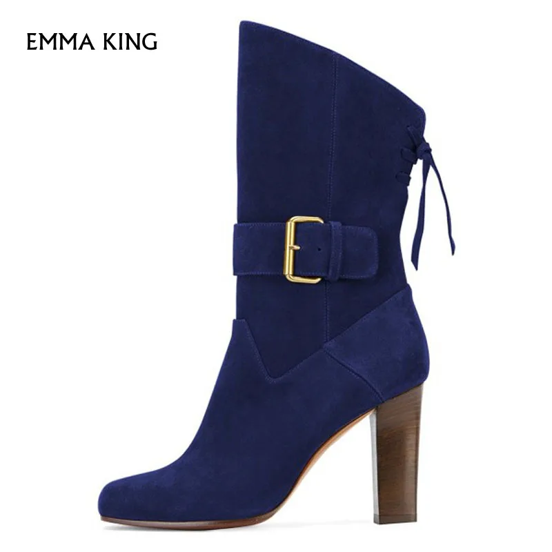 blue suede lace up boots