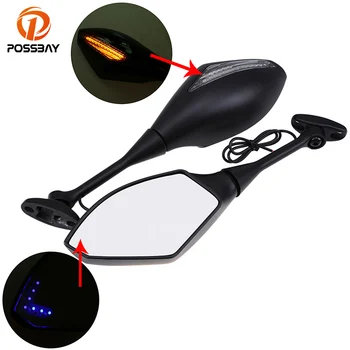 

POSSBAY LED Motorcycle Mirror Turn signals Side Mirrors Motorbike Mirror for Honda CBR600RR 2003-2008 CBR1000RR 2004-2008