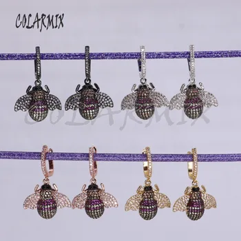 

Fashion colorful zircon bee earrings tiny inset jewelry earring gift for lady hook earrings2718