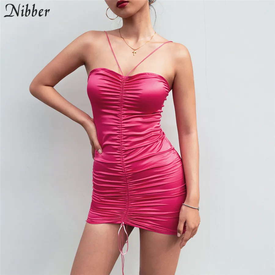 

Nibber summer new women Rose red sexy Draped Bodycon dress lady High waist Elegant Party Dresses Leisure vacation home clothing