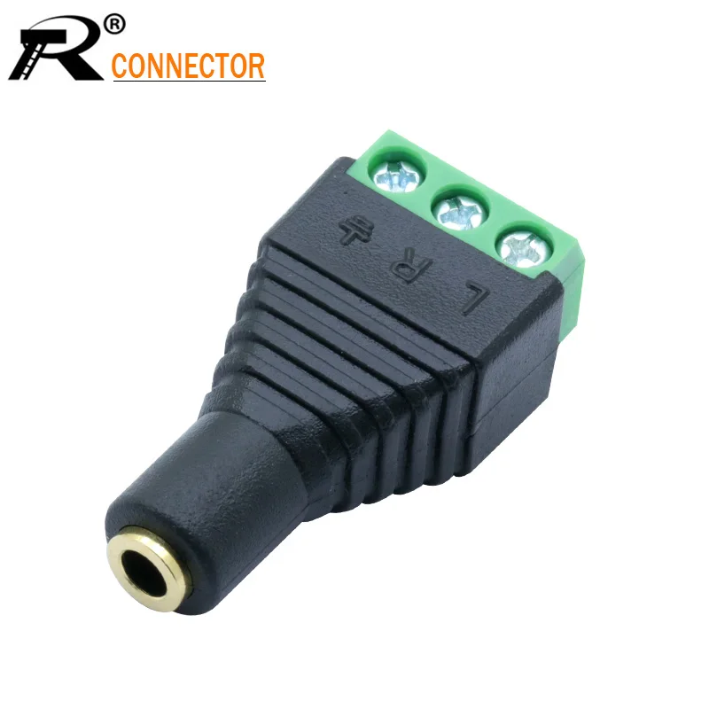 

10pcs/lot Jack 3.5mm Video AV Balun 3.5mm stereo female to AV Screw Terminal Stereo jack 3.5 mm female 3 pin Terminal Block Plug