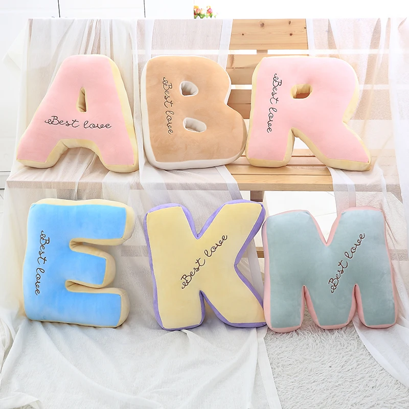 

Candice guo! cute plush toy sweet concise ABC big letters soft stuffed cushion sofa pillow creative birthday Christmas gift 1pc