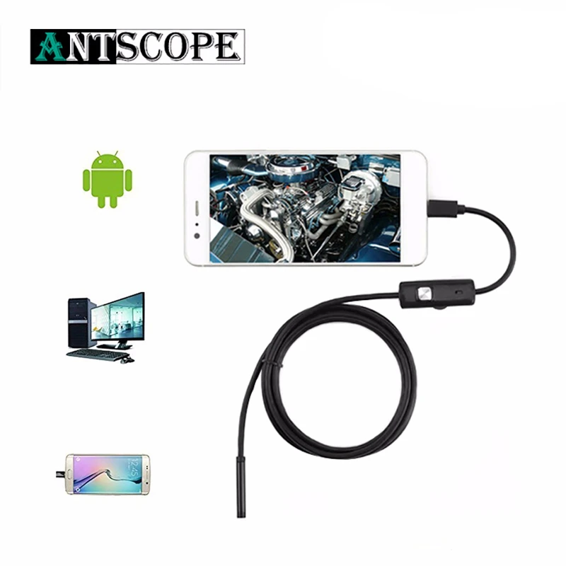 Antscope 5,5 мм USB эндоскоп для Android Мини камера 3,5 М камера для осмотра змеиной трубки эндоскопическая Водонепроницаемая бороскоп Micro USB 45