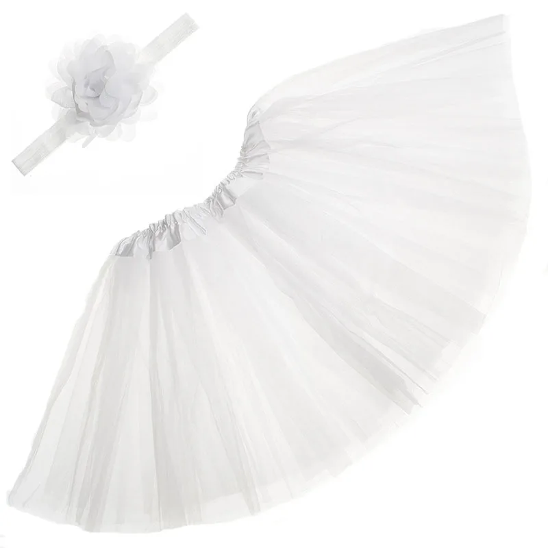 Nishine/платье-пачка для новорожденных с шифоновой повязкой на голову с цветком; комплект для девочек; подарок на день рождения; реквизит для фотосессии; Детские платья; одежда принцессы - Цвет: white