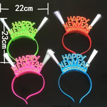 

Happy new year light head hoop head hoop hoop Dance Festival Christmas party flash fluorescent headwear factory wholesale