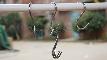 

1000pcs Stainless Steel S Hooks Kitchen Pot Pan Hanging Hanger Rack Rail Clothes Storage Holder Organizer Butcher Meat Dryer
