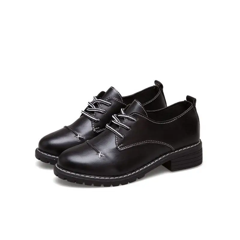 marron Ronde Simple 2018 Rétro De Chaussures Couleur Noir Chaussures Solide Mode Nouveau 0xaRxqPB