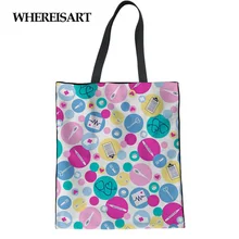 WHEREISART Женская холщовая хозяйственная сумка для медсестры, повседневная сумка-тоут, хозяйственная сумка, сумки для путешествий Tissu для девочек, экологичные хлопковые сумки