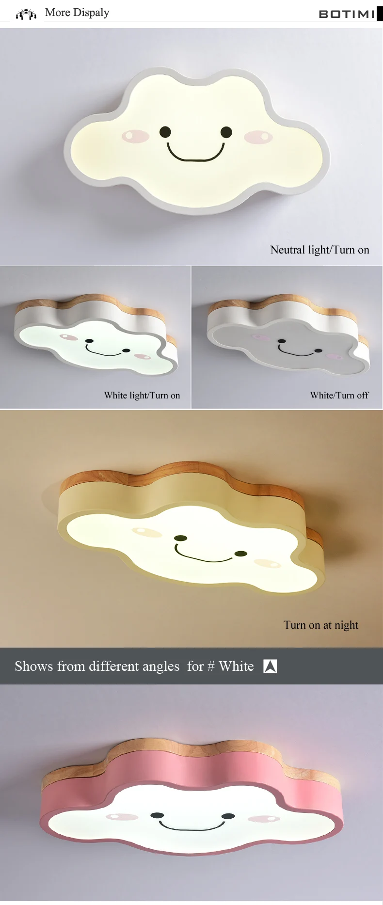 BOTIMI мультяшный потолочный светильник s в форме облака светодиодный потолочный светильник для спальни Детский Светильник милый деревянный кухонный светильник