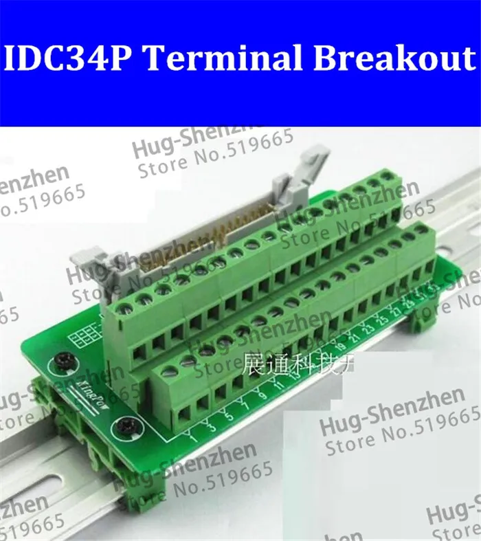 

IDC34P IDC 34 контактный разъем для 34 P Клеммная колодка Breakout плата адаптер PLC релейные клеммы din-рейка монтаж -- 5 шт./лот
