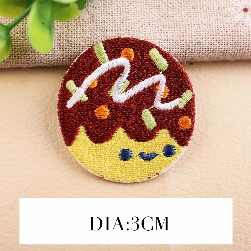 PGY 1PCS Doughnut Salmon Sushi Small octopus Embroidery Honey peach Patches for Clothing Iron Kids Clothes Appliques Badge - Цвет: YXBT591