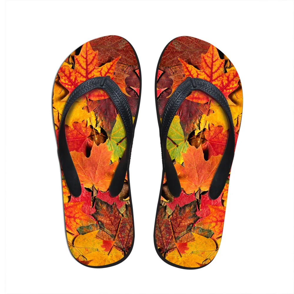 FORUDESIGNS Mens Chinese Slippers,Leaf Printing Eva Slippers for Men