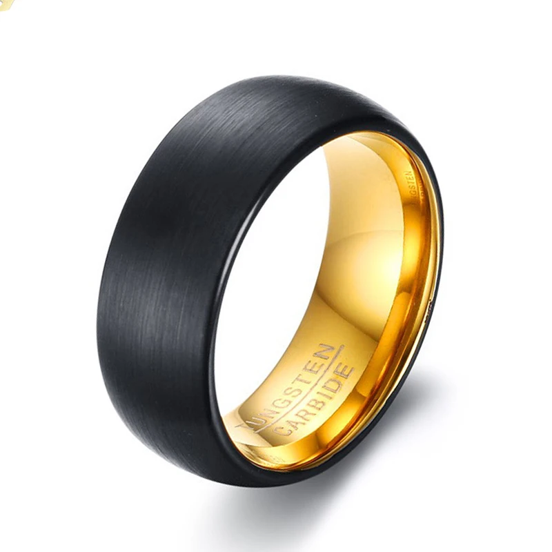 J.K 8mm Black Matt Surface Tungsten Rings for Men Bridegroom Wedding