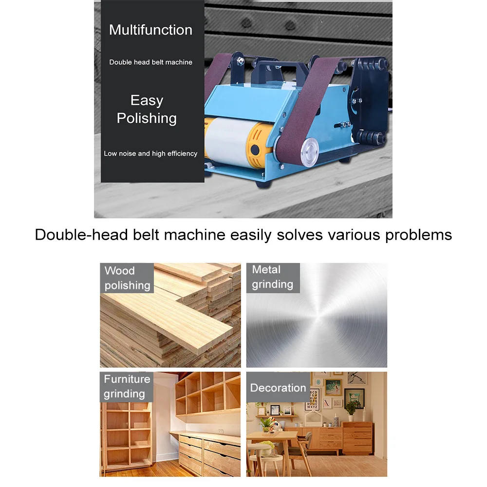 Мульти-функциональное электрическое ленточно-шлифовальный станок для рабочего стола, с двойной головкой ленточные шлифовальные шлифовальный станок полировки режущей Мощность