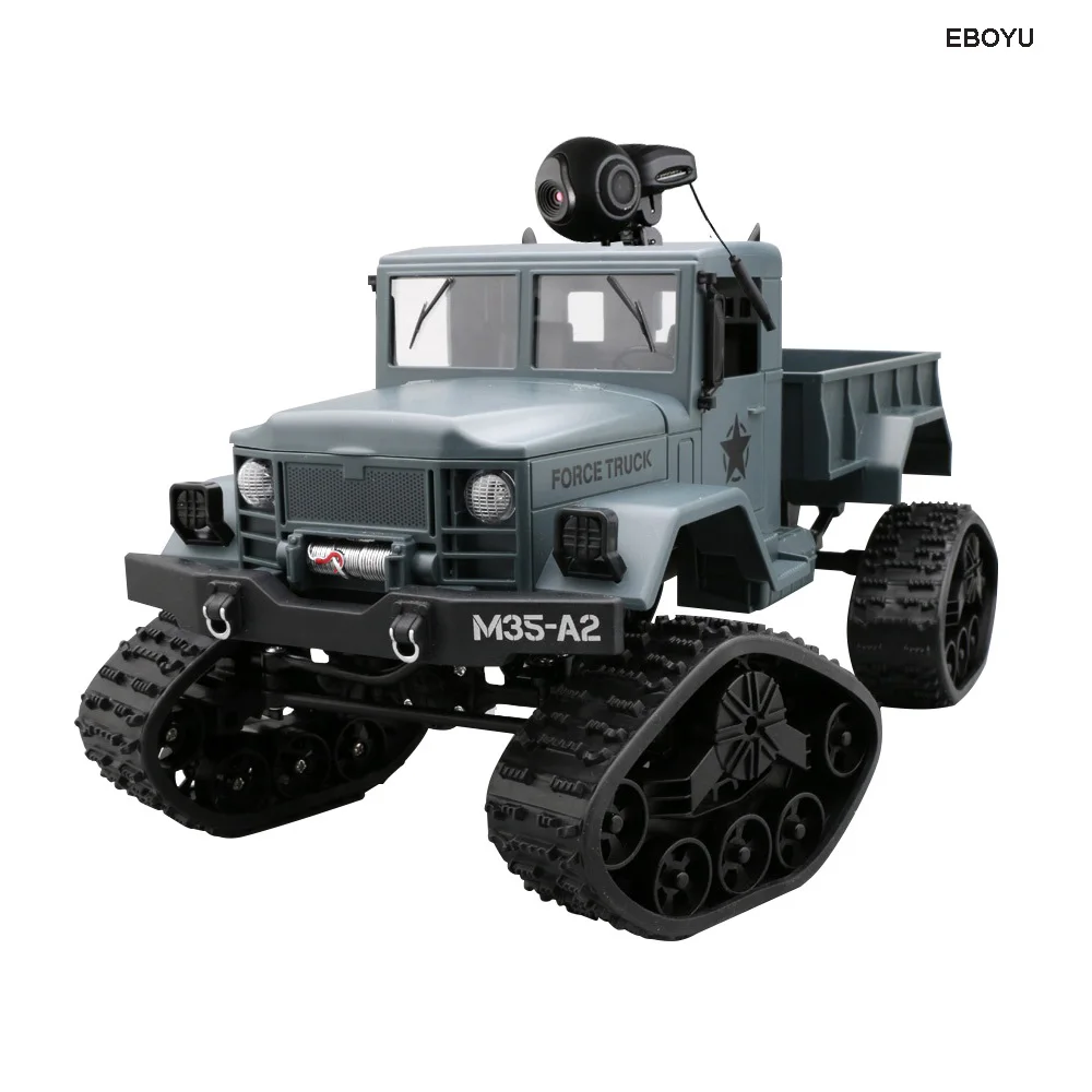 Eboyu FY001B Wi-Fi 2,4 ГГц 1/16 4WD зимние шины грузовик внедорожных RC грузовик с спереди свет Wi-Fi FPV 0.3MP Камера военный грузовик RTR