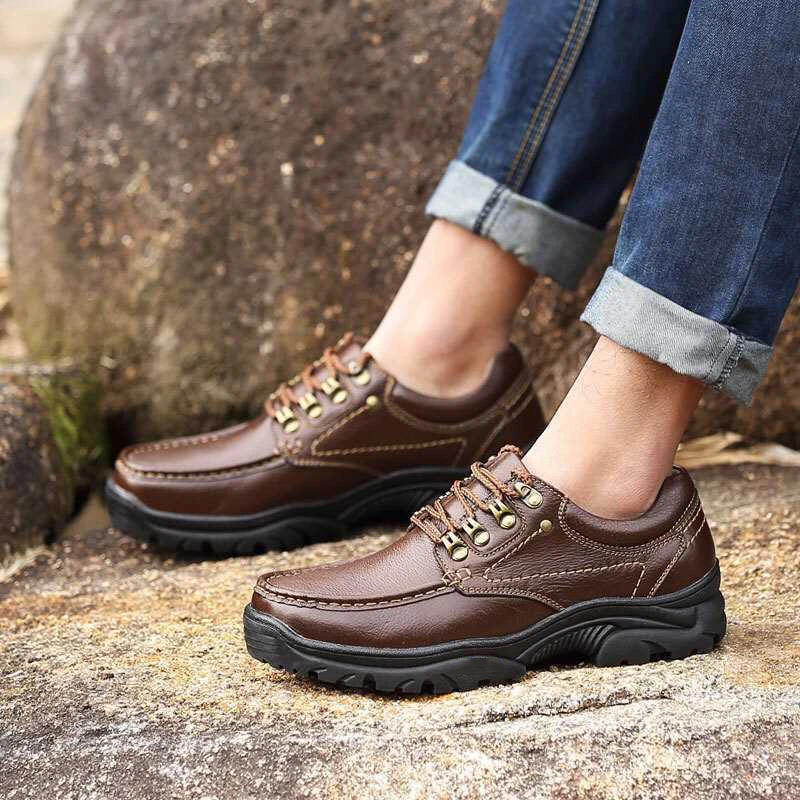 

Brand New Bounce Shoes for men Leisure Walking shoes High Quality Men's Genuine Leather Outdoor Ankle Boots Sneakers tenis FM259