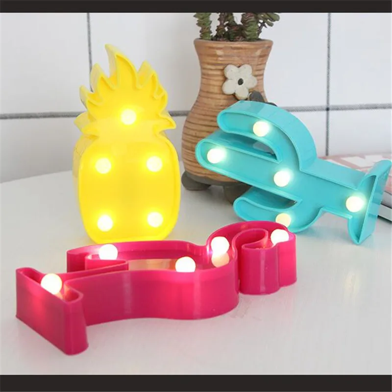 Cartoon Flamingo Cactus 3D LED Night Light Christmas decor Children kid room Night Lamp LED Table Lamp home decorations gift  (5)