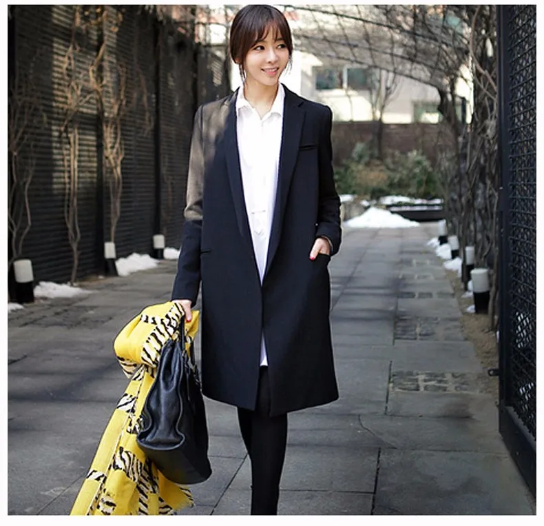 Модель на весну и осень Для женщин в Корейском стиле модные черные пиджаки для женщин плюс Размеры тонкий Повседневное Блейзер женские длинные пиджаки W194