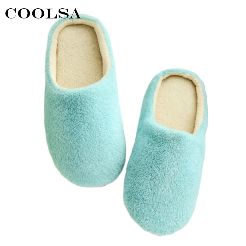 

Coolsa Indoor Slippers Women Warm Cotton Short Plush House Plush Soft Cute Towel Suede Home Flip Flop Couple Floor furry Slipper