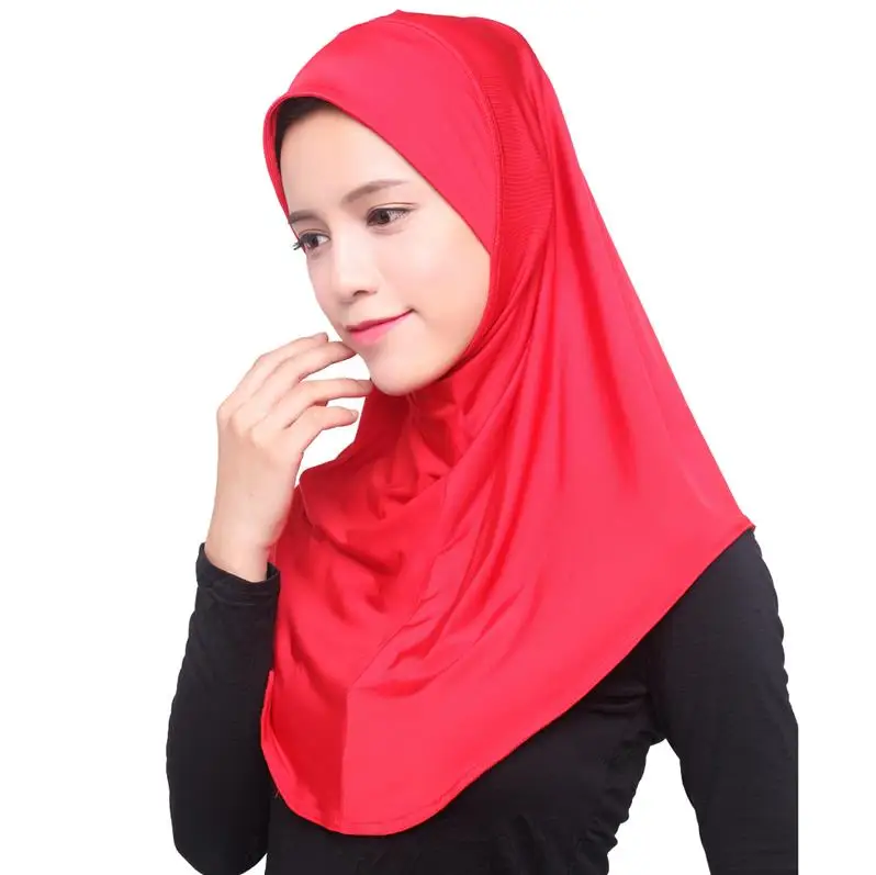 ОАЭ абайя Дубай ислам Саудовская Аравия шапочки под хиджаб женский мусульманский тюрбан хиджабы шаль тюрбан Шляпка женская платок - Цвет: Red