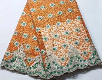 

2019 Hot Sale Nigerian Laces Fabrics High Quality Tulle African Laces Fabric For Wedding African French Net Lace HLM025 ORANGE