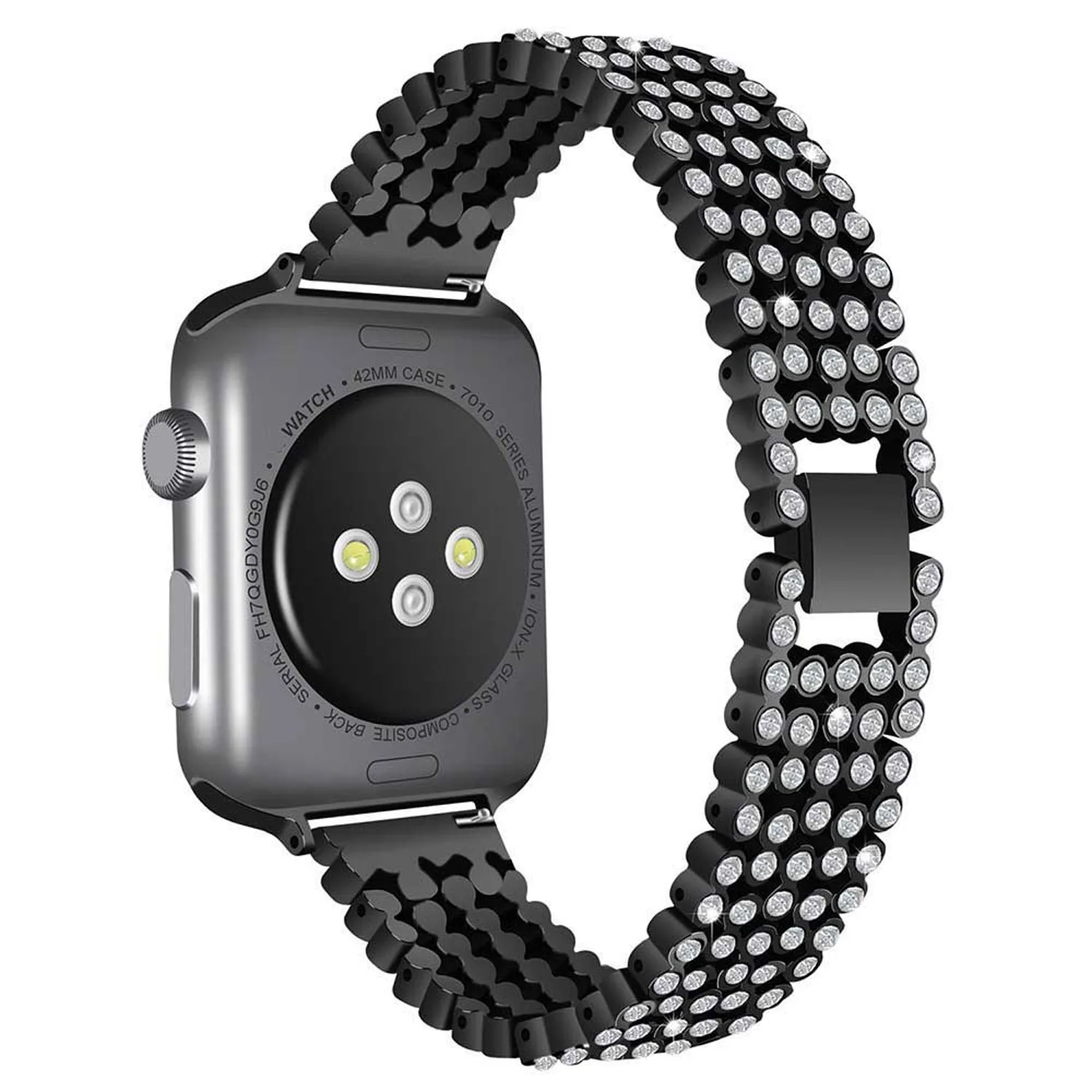 Ремешок с кристаллами для Apple Watch 38 мм 42 мм 40 мм 44 мм бриллиантовый женский браслет из нержавеющей стали для iWatch серии 1 2 3 4 5 - Цвет ремешка: Черный