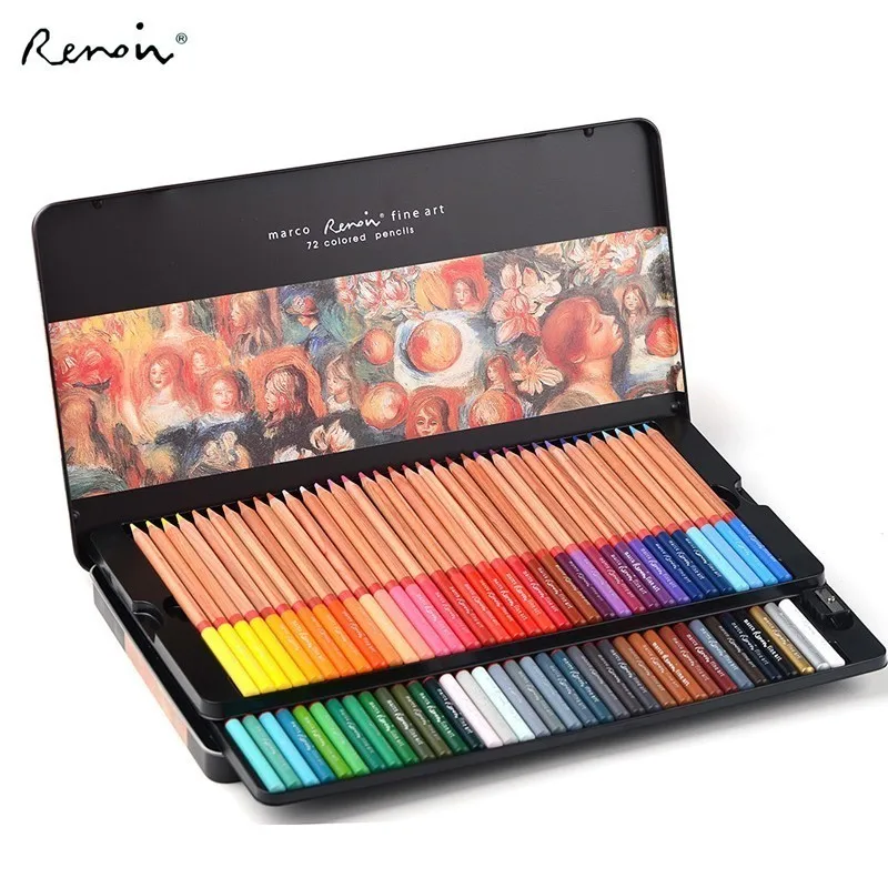 MARCO 24/36/48/72/100 Color Pencil Watercolor Oil lapis de cor Prismacolor Colored Pencils marco raffine crayons school supplies multicolor crayons set with peanut shaped professional painting supplies gift for birthday