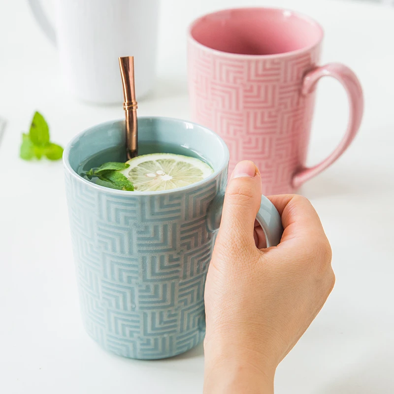 

Japanese Korean Small Fresh Cup Mugs Solid Color Household Simple Coffee Milk Cups Ceramic Large Capacity Water Cups