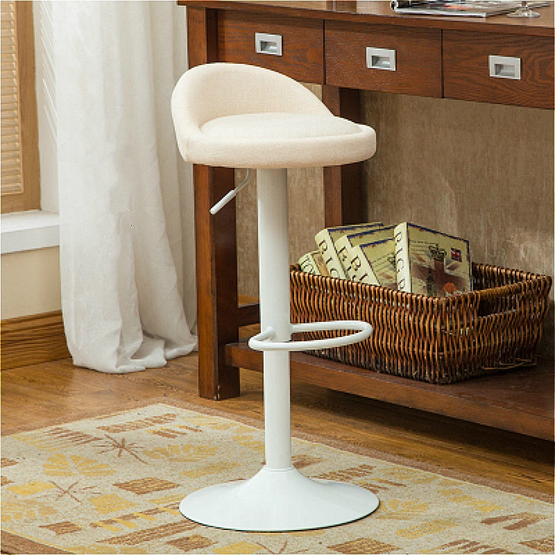 Creative Printing Lifted Bar Chair Rotated Stable Multi-function High Stool with Backrest Cloth Seat Household Leisure Stool