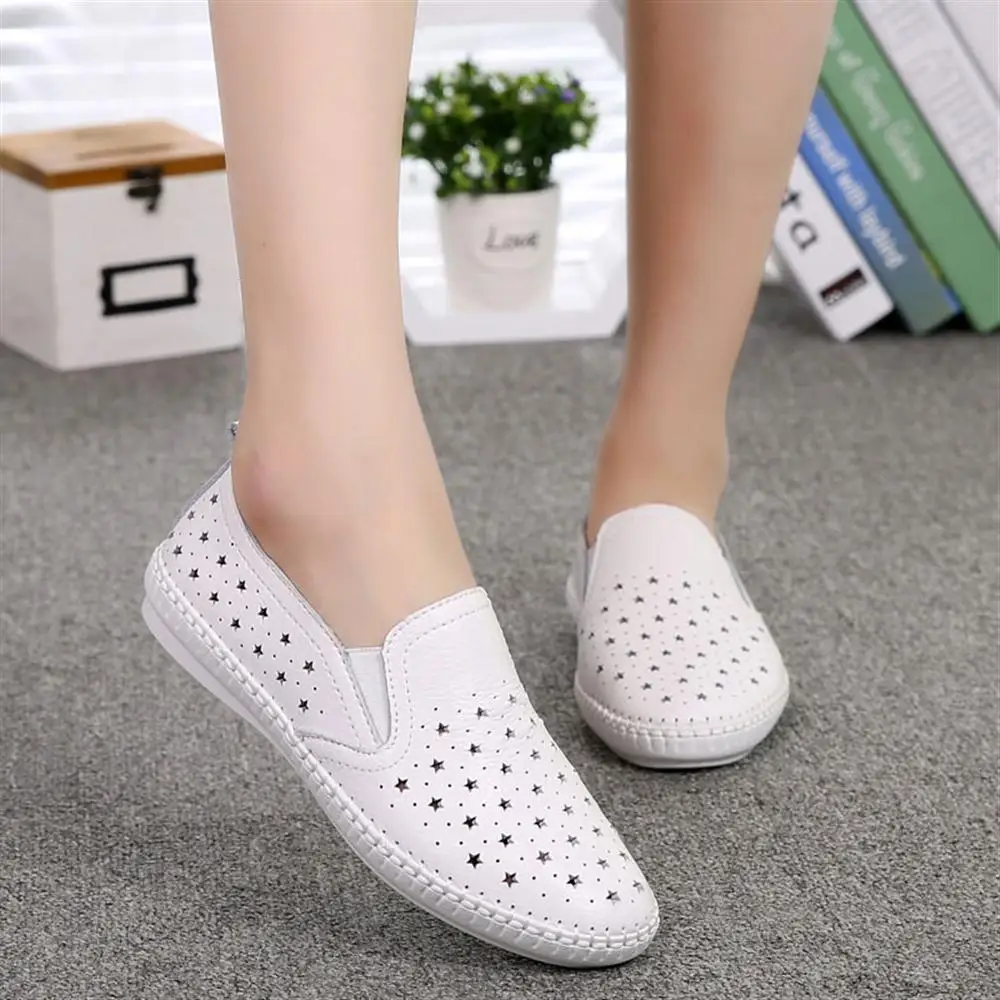 

2018 Spring-Fall Women Cow Genuine Leather Flats Shoes Lady Slip On Shoes Women's Loafers Female Solid Cut-Outs Shoes