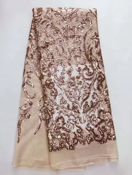 

2017 High Quality African Lace Fabric Green French Net Embroidery Sequins Tulle Lace Fabric For Nigerian party Dress JL11072