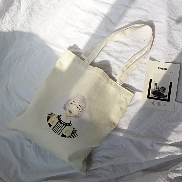 

Girl simple canvas bag Women's bag artistic friendly shopping bag new generation korean japane girl eco bags summer