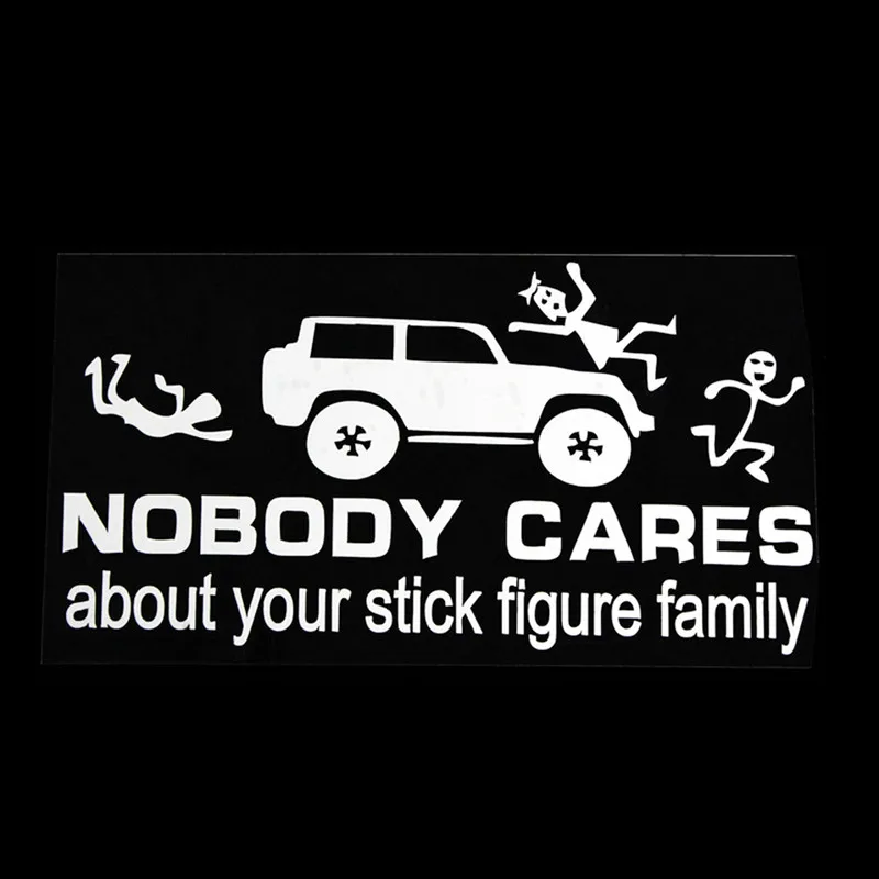 

NOBODY CARES ABOUT YOUR STICK FIGURE FARMILY Viny Zombie Decals for Car Sticker Styling for Jeep Motorcycle DIY Stickers On Cars