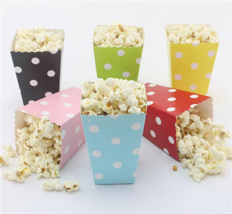 180pcs lot 15pack birthday party paper popcorn boxes colorful polka paper popcorn box