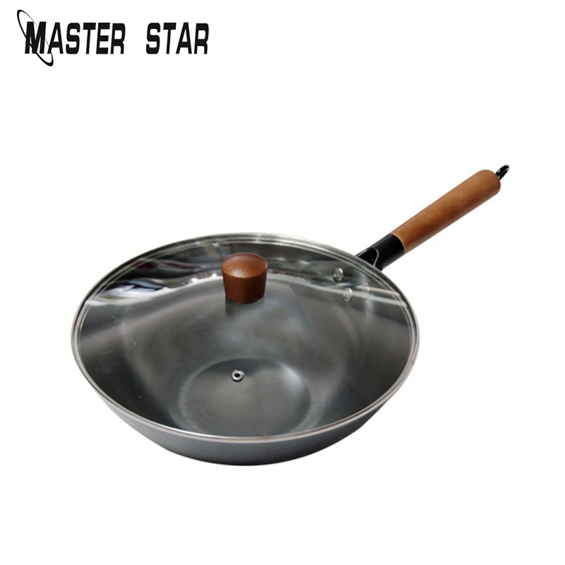 

Master Star Household Iron Wok Non Stick No Coating Less Oil Smoke Iron Pot Large Spoon Apply To Gas And Induction Cooker