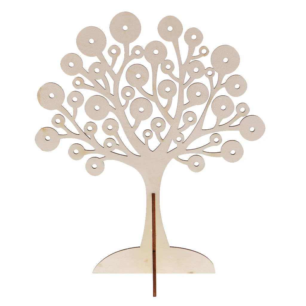 40 Hole Wooden Jewelry Tree Display Stand Organizer Holder Show Rack 20x23cm