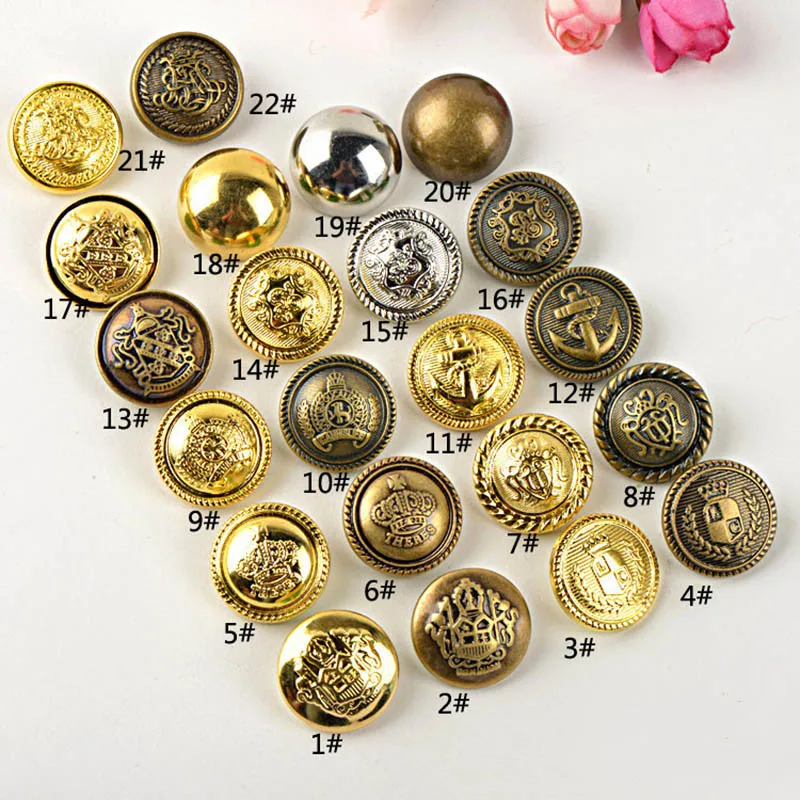 10pcs, golden gold button in gold, the world famous classic brand